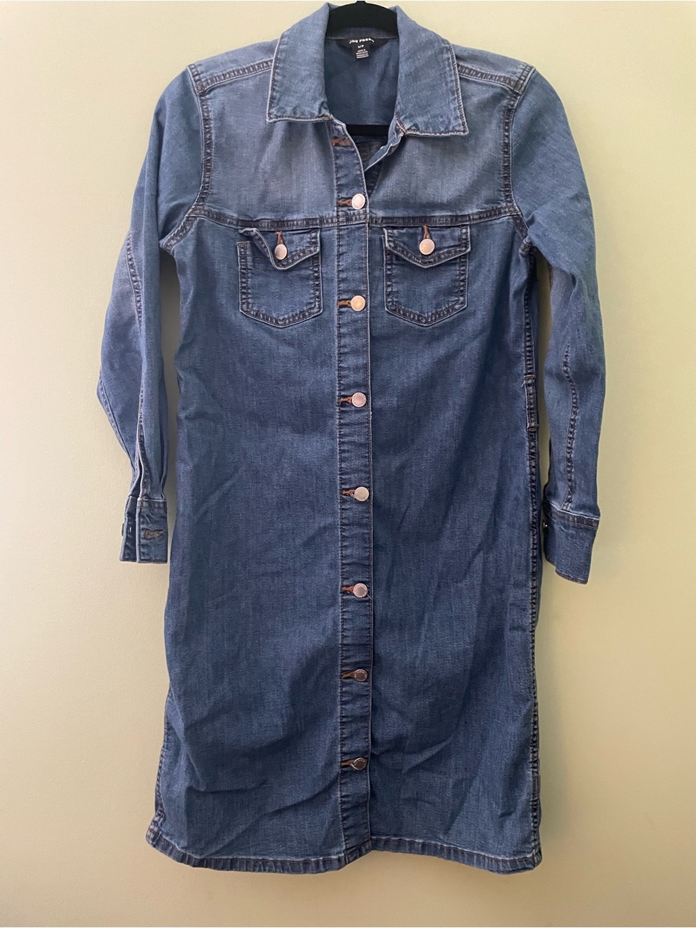 Joe Fresh Denim Button-Front Long Sleeve Dress - Blue